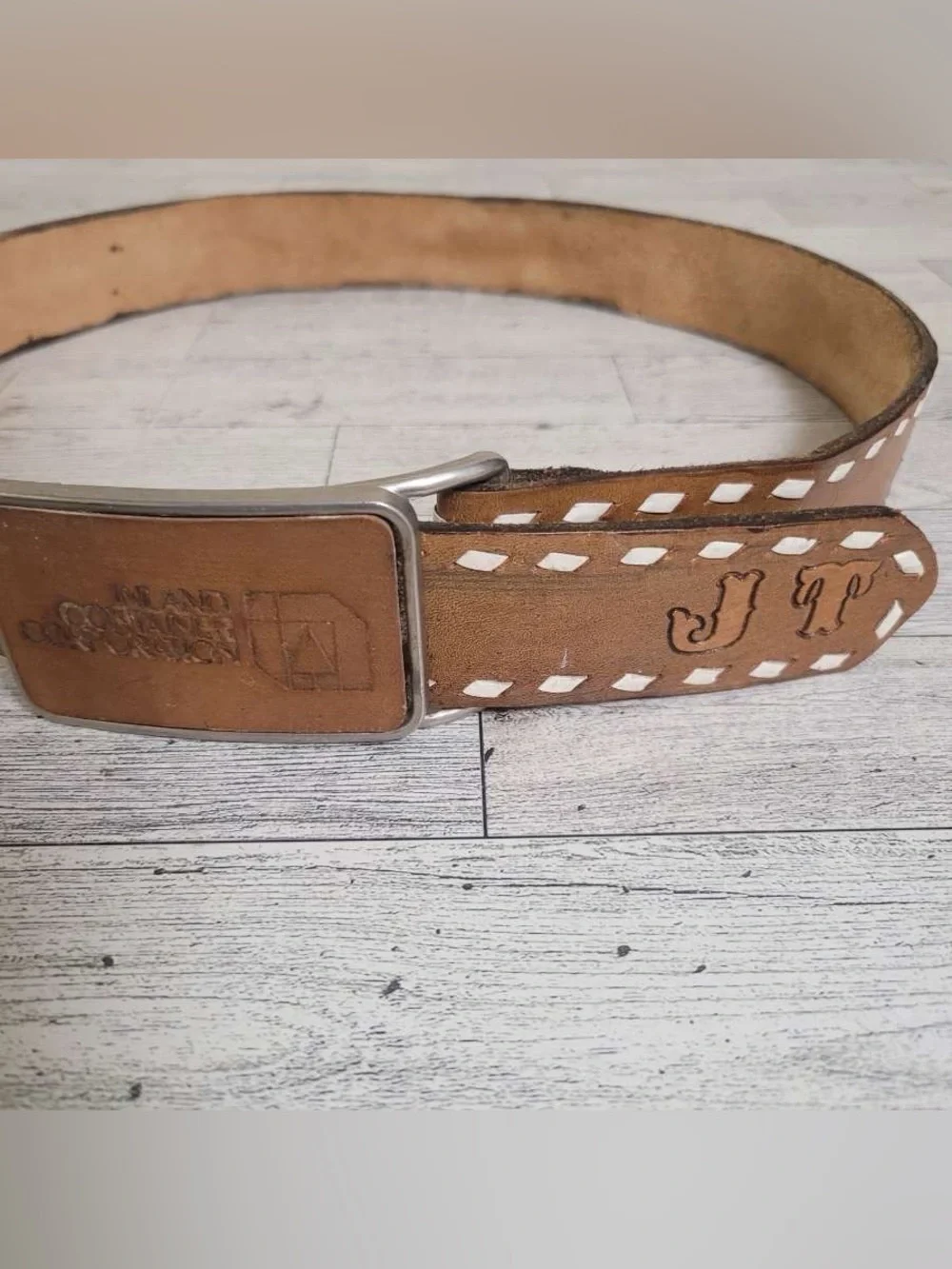 Men's Custom Exotic Snakeskin Inlay Brown Leather Rodeo Cowboy Belt Size 32